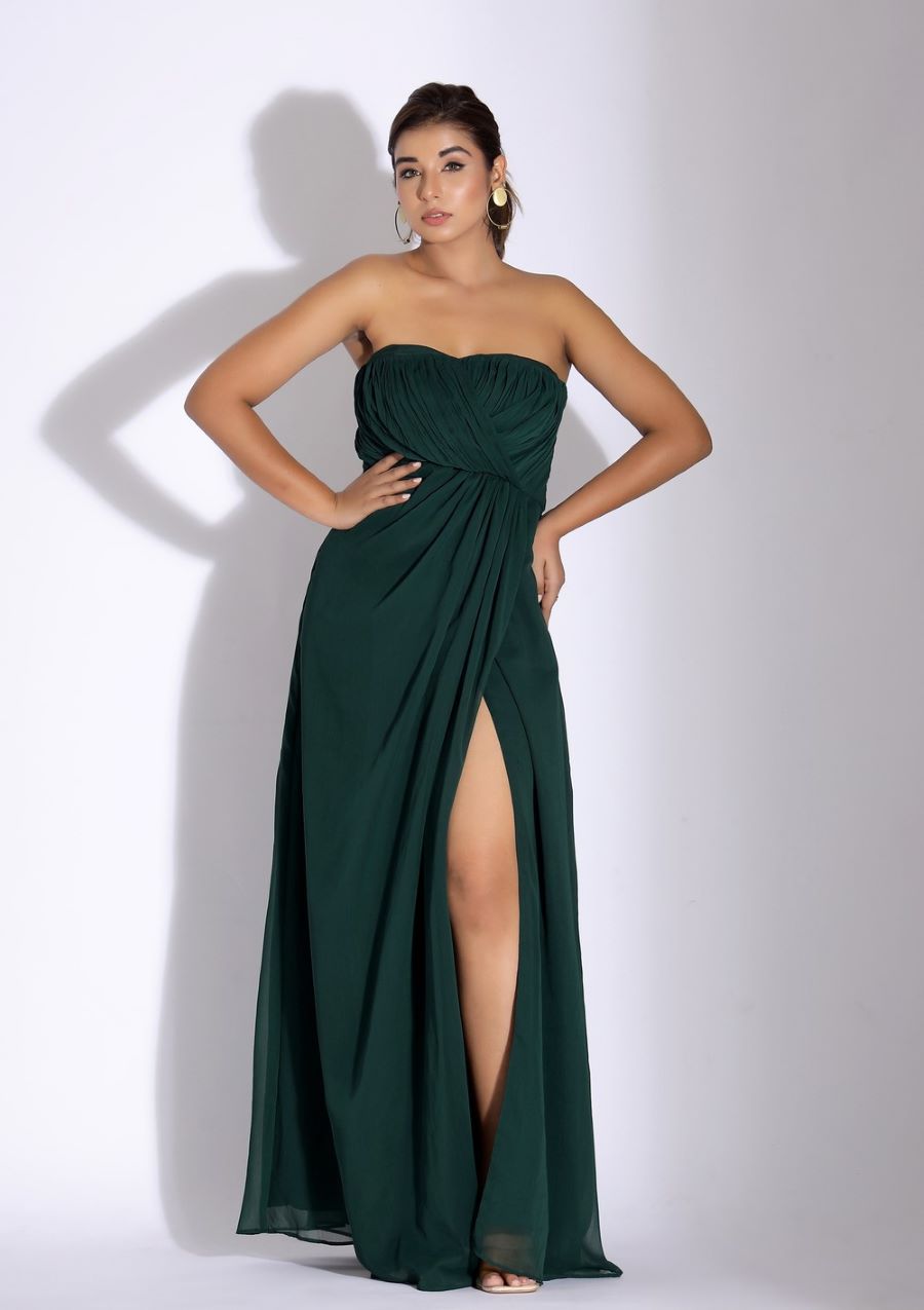 Emerald Green Strapless Cocktail Dress