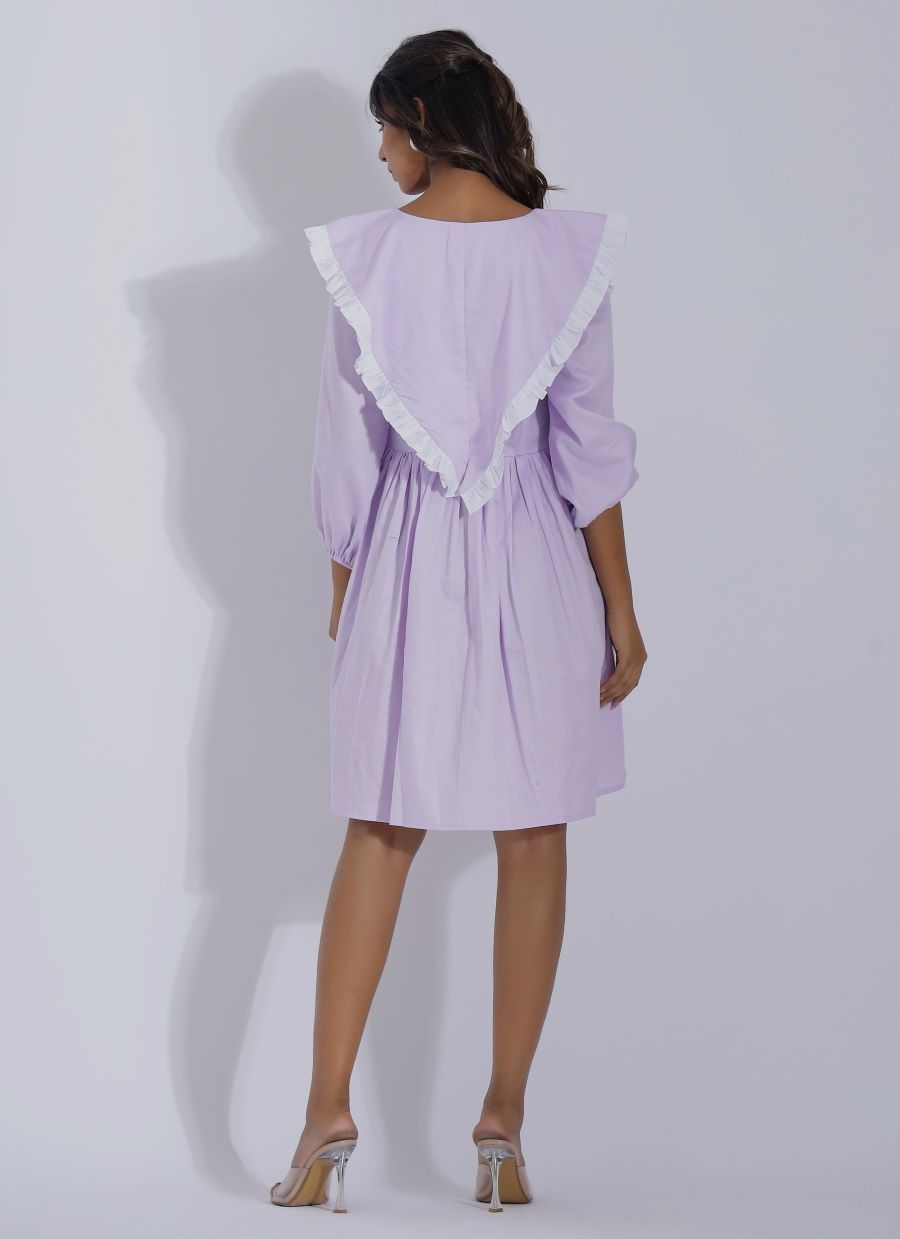Lavender Color Cotton Dress for Women