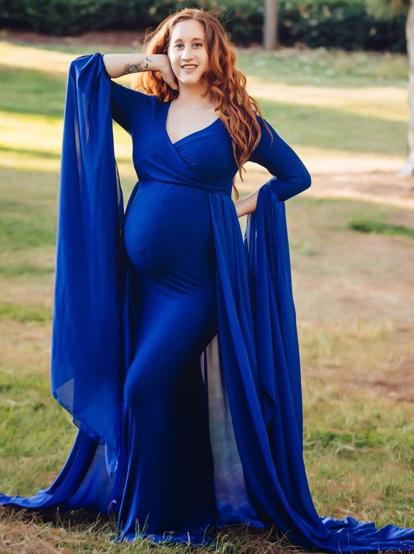 Captivate in Blue Maternity Gown for Stunning Photoshoots Plum and