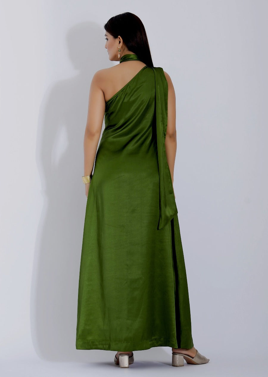 green colour gown 