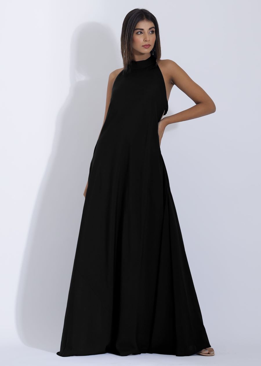 Black Backless Dress for Women