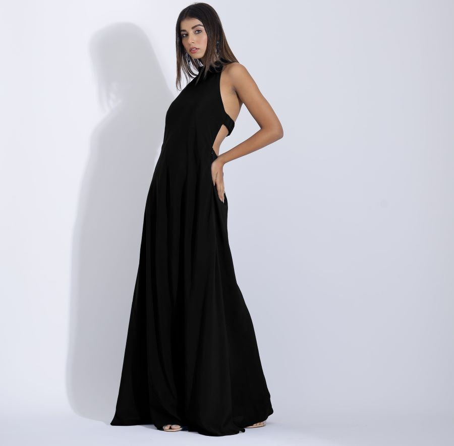 Black Backless Dress for Women