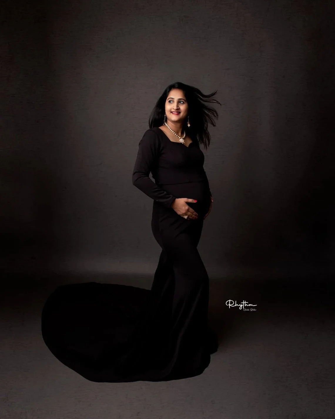 Timeless Black Maternity Photoshoot Dress