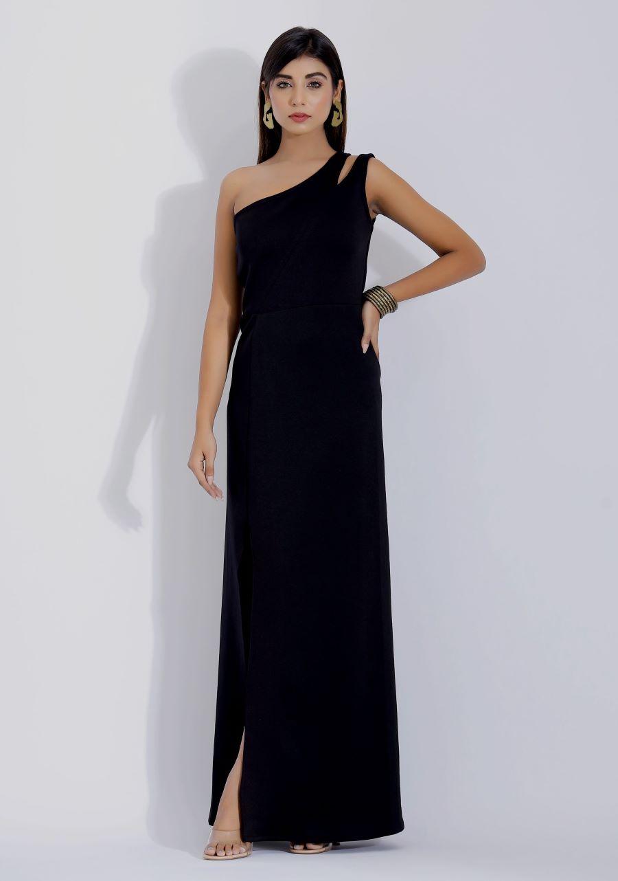 Black One Shoulder Dress for Women