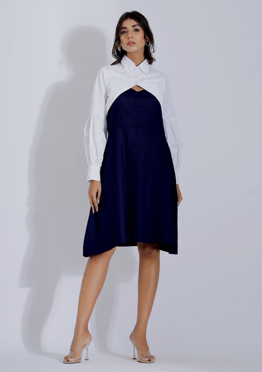 Blue and White Two Piece Dress Set – Plum and Peaches
