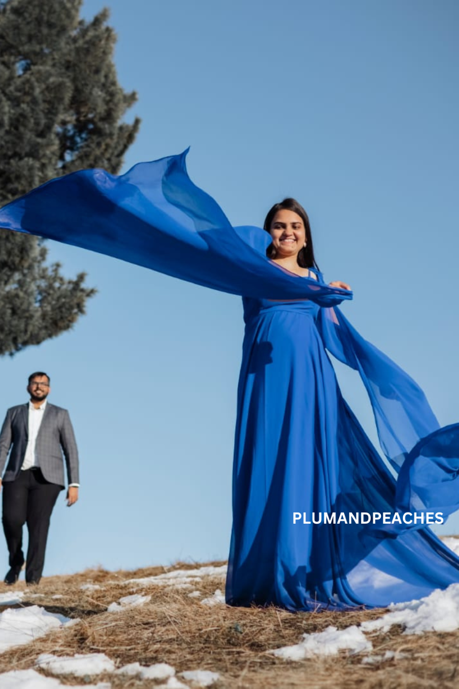 Cape Sleeves Pre Wedding Photoshoot Dress