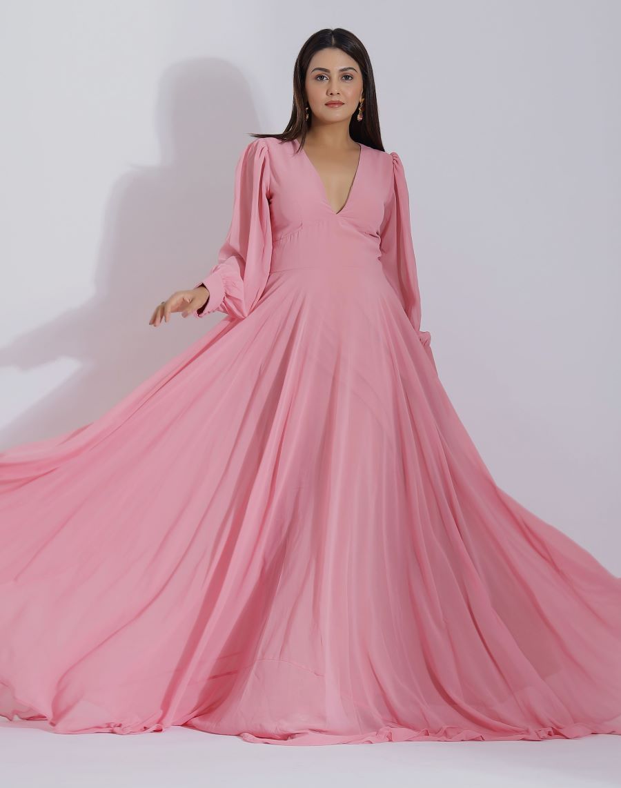Pink Gown With Sleeves Bride Dress Dusty Rose Long Dress With Sleeves Dusty Pink Wedding Pink Gown With Sleeves Bride Dress Dusty Rose Long Dress With Sleeves Dusty Pink Wedding