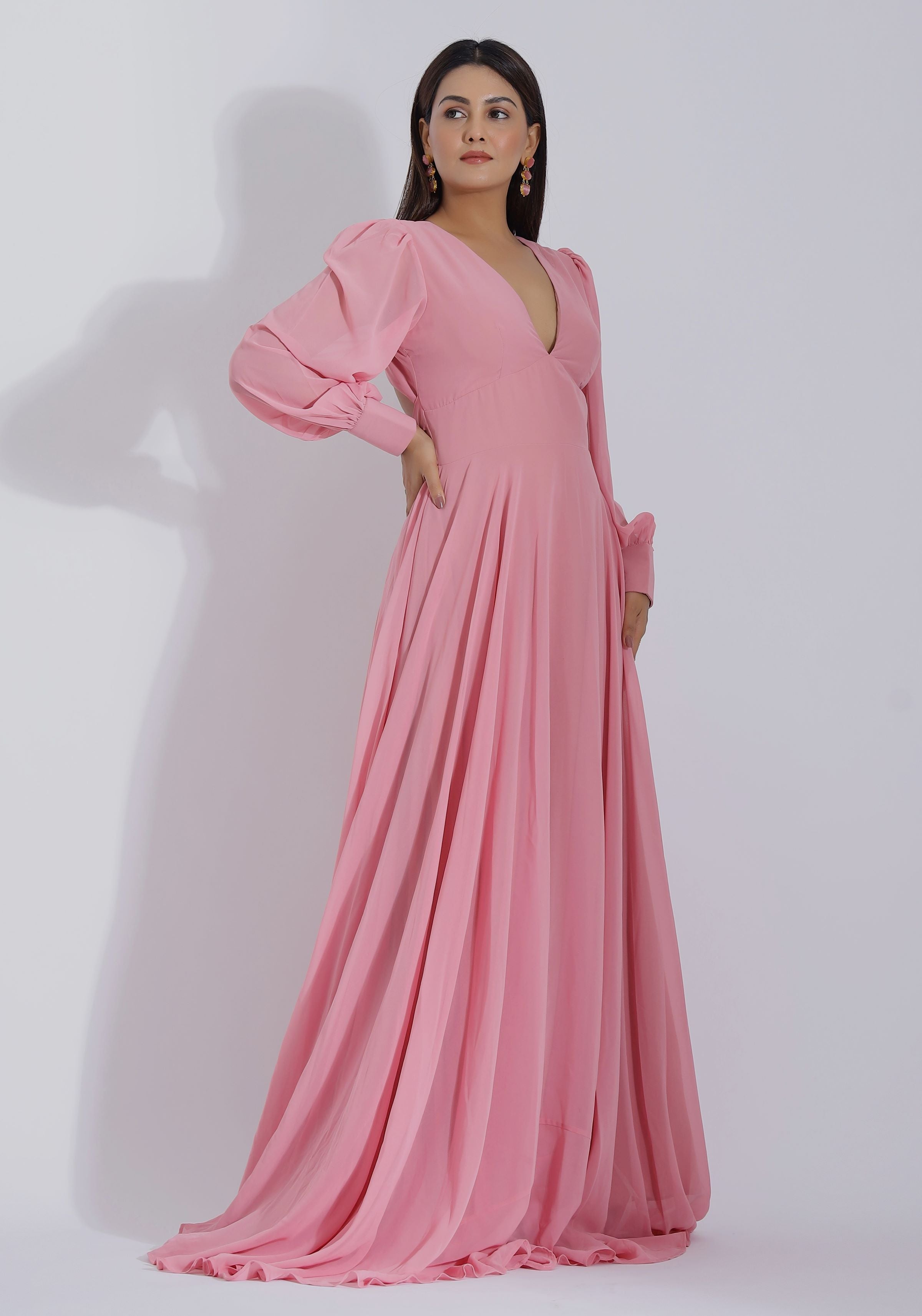 Deep V Maxi Gown Front 3