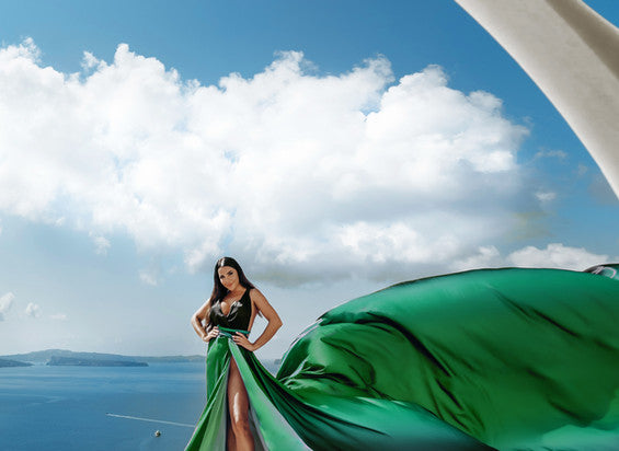 Emerald green ombre photoshoot dress