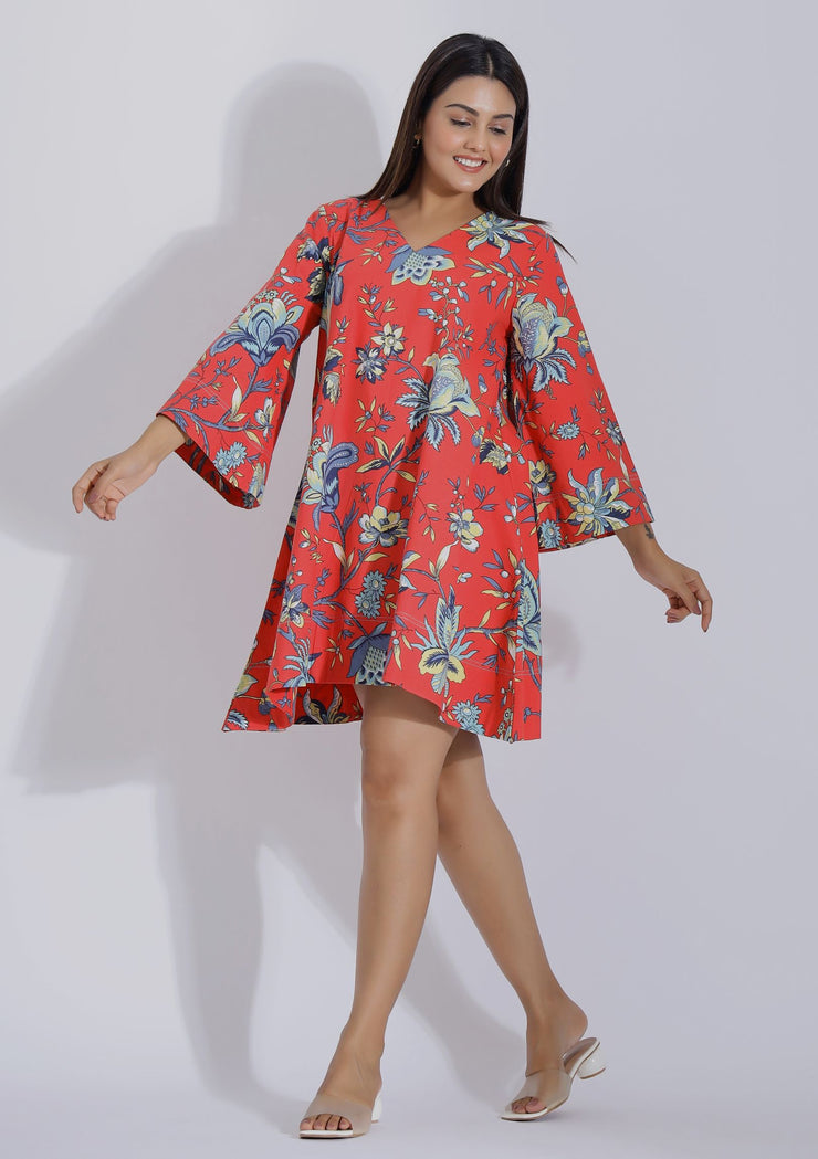 Floral Bell Sleeves Dress Front 1