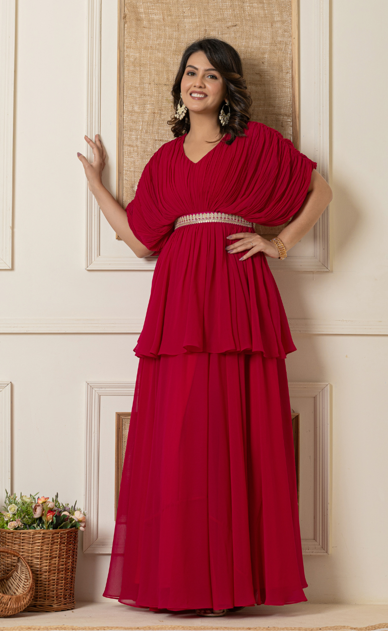 Fuchsia Pink Indo Western Dress for Women Plum and Peaches Fuchsia Pink Indo Western Dress for Women Plum and Peaches