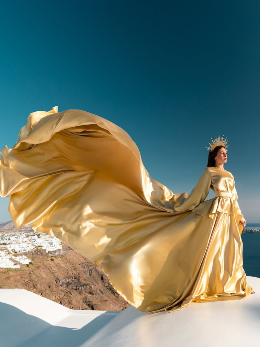 gold flying dress Flying Dress for Photoshoot - Made-to-Measure Dress | Lansy Yellow / length 197 inch (5 m)