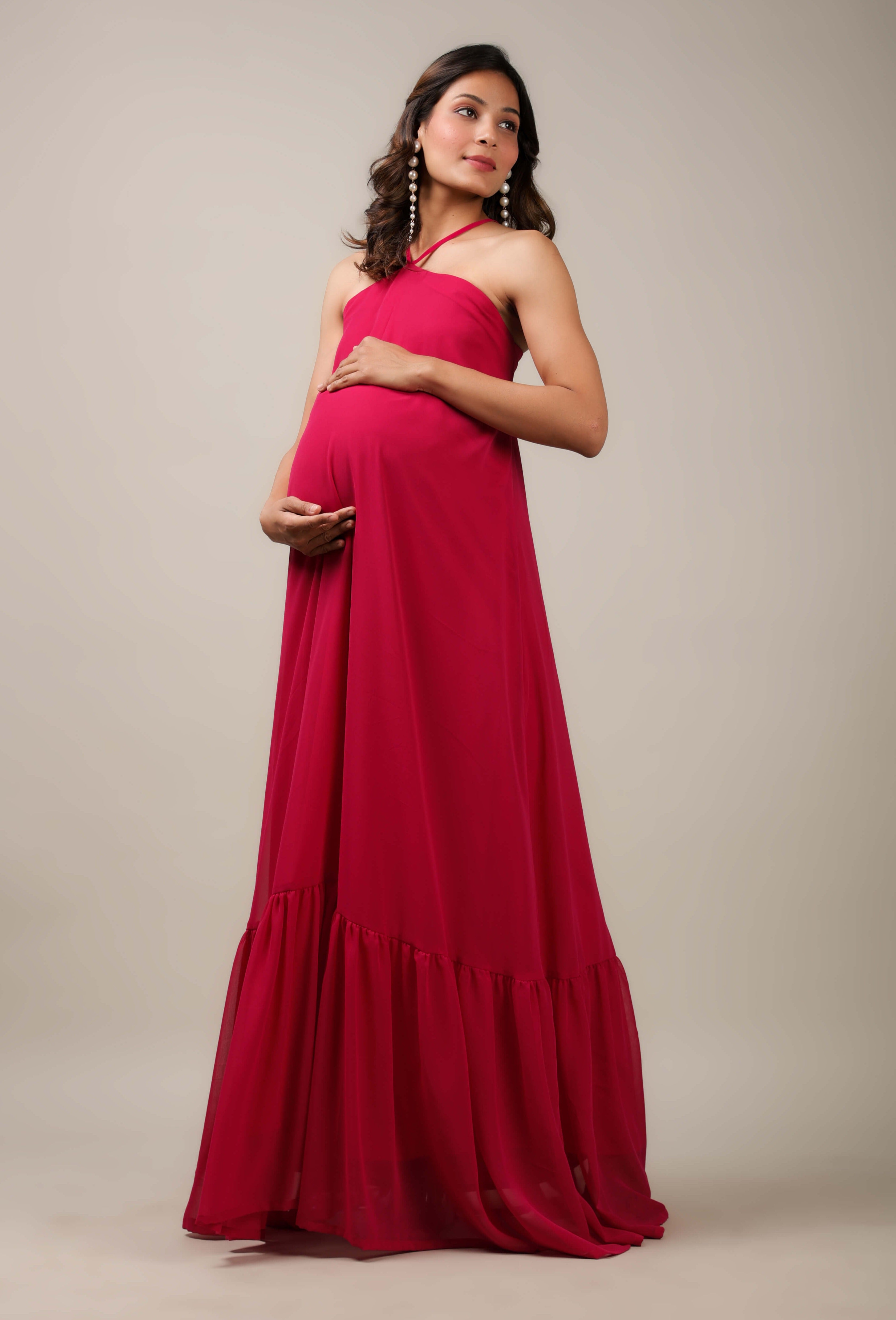 Red Maternity Dress For Photoshoot