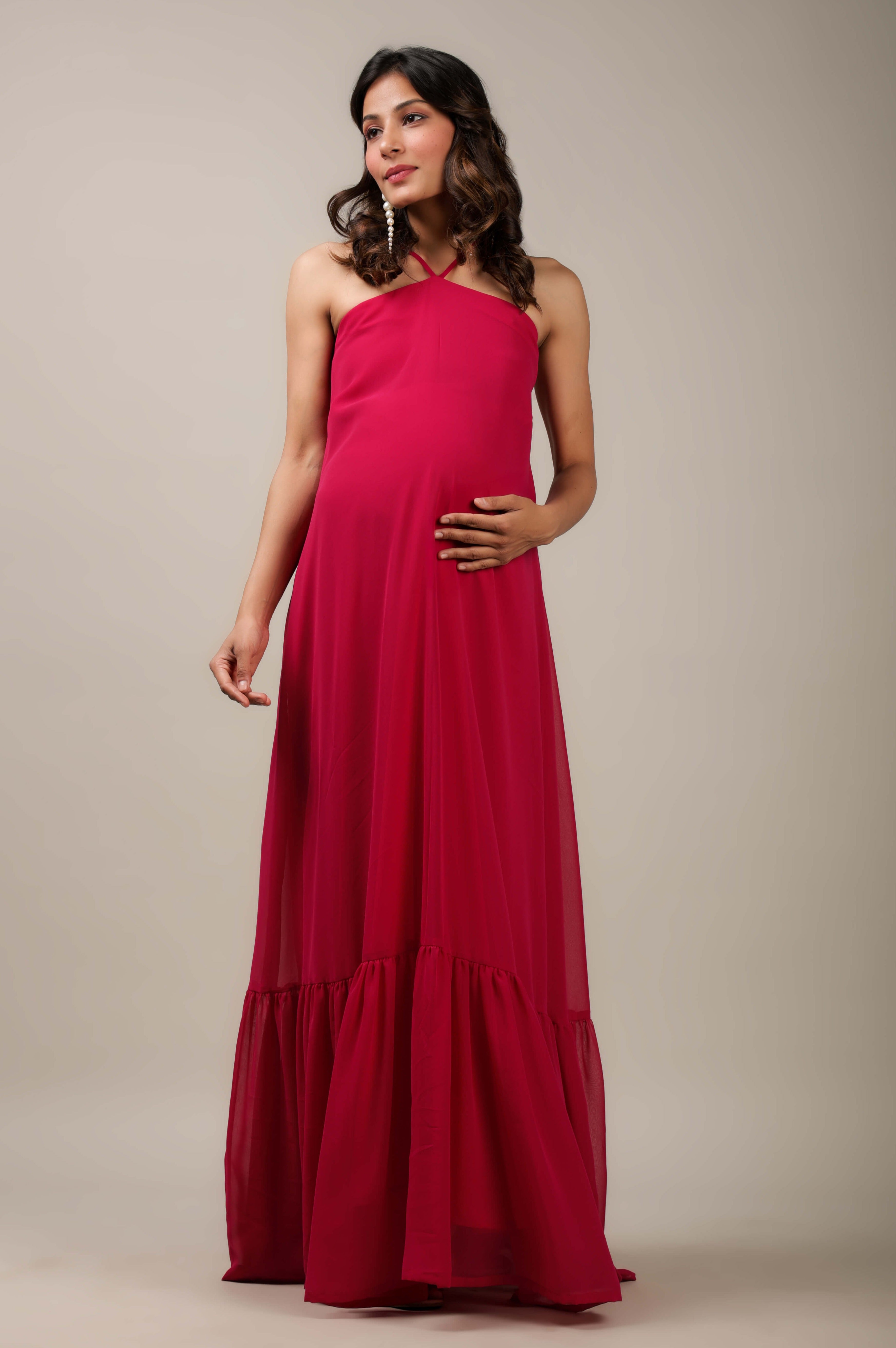 Experience Maternal Elegance: Pink Maternity Dress for Radiant