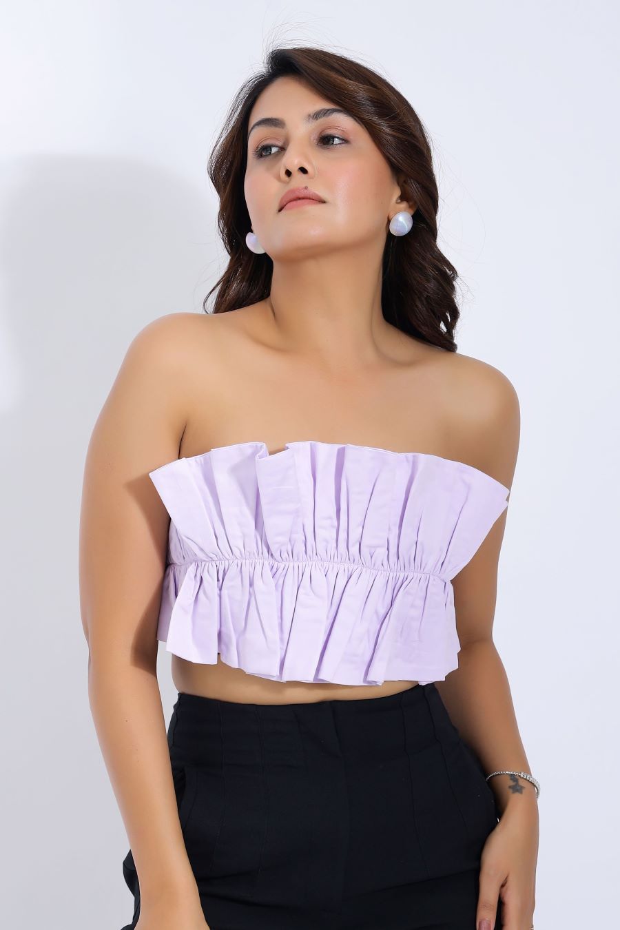 Lavender Ruffle Strapless Tube Top