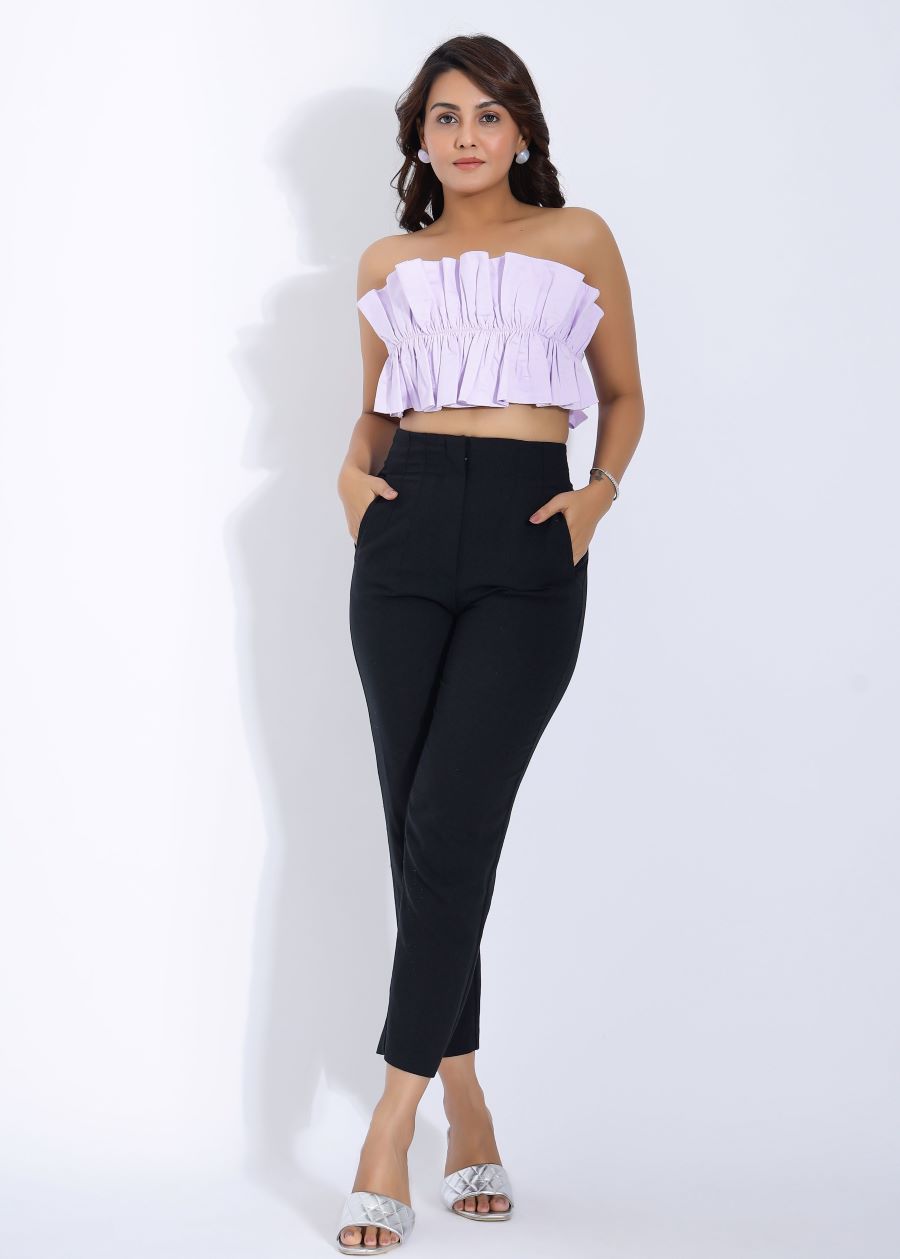 Lavender Ruffle Strapless Tube Top