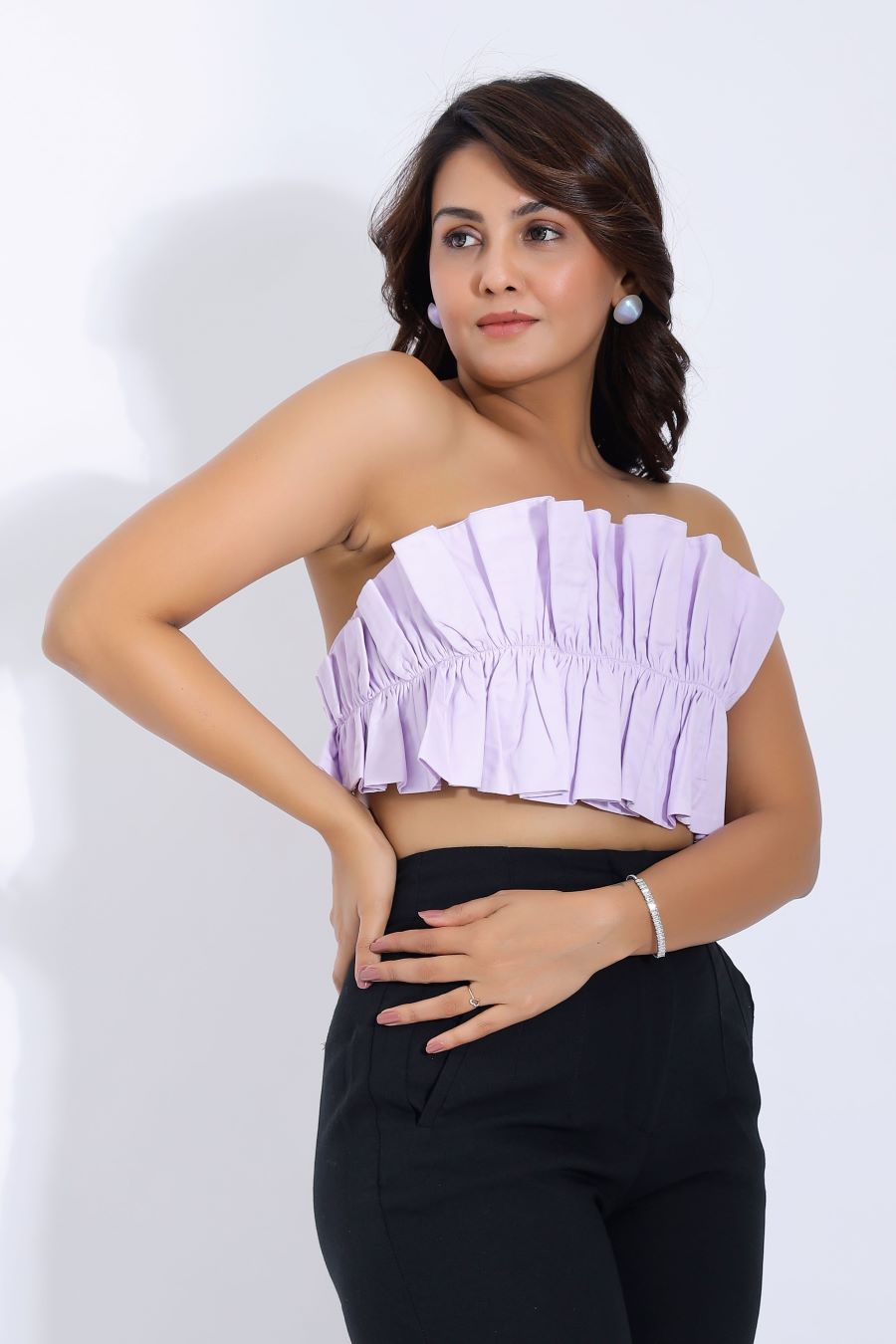 Lavender Ruffle Strapless Tube Top