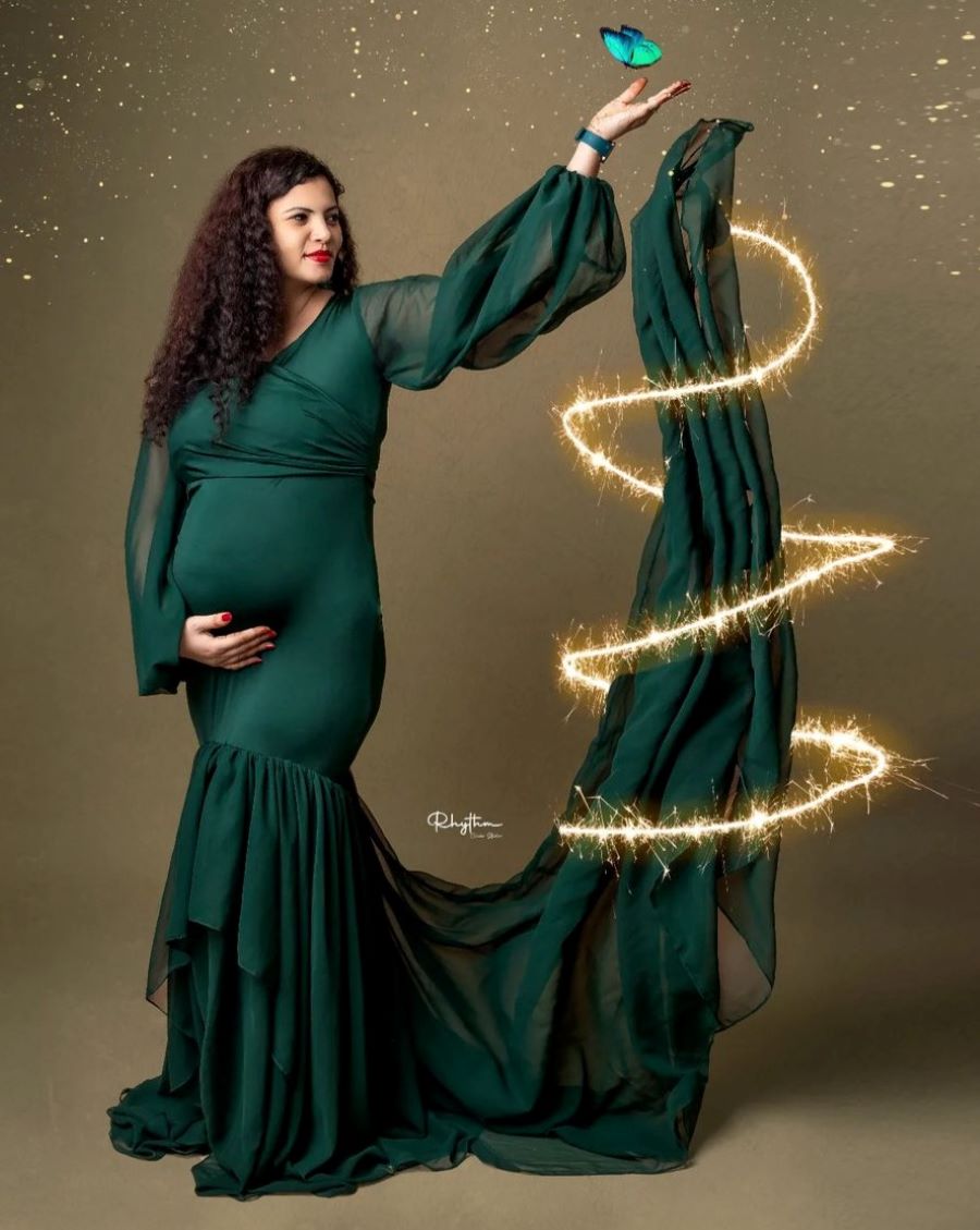 Long Sleeve Mermaid Maternity Gown