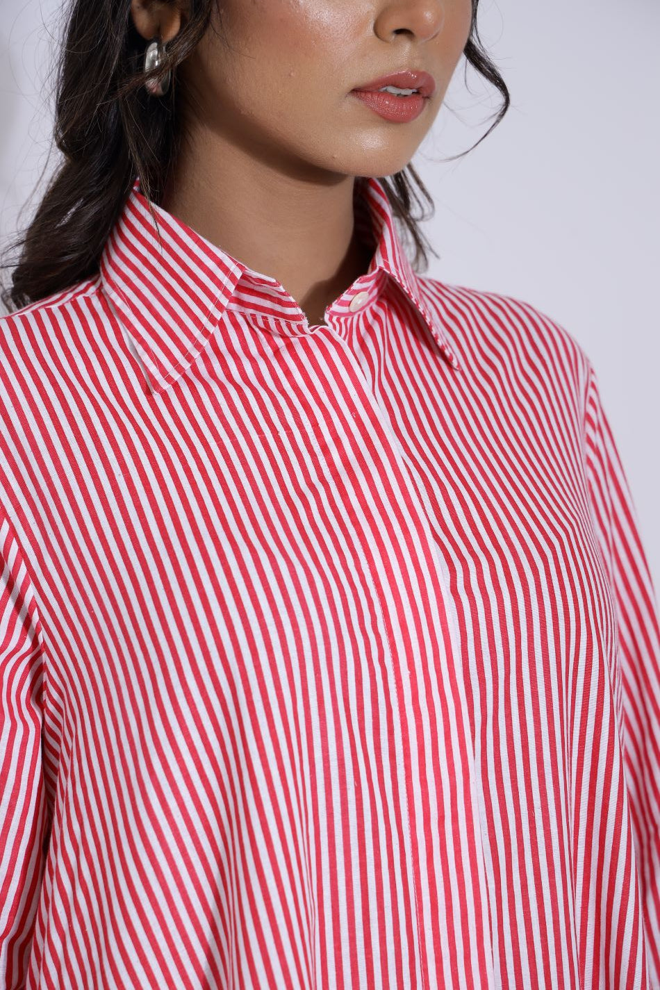 Long Stripe Shirt Dress for Women