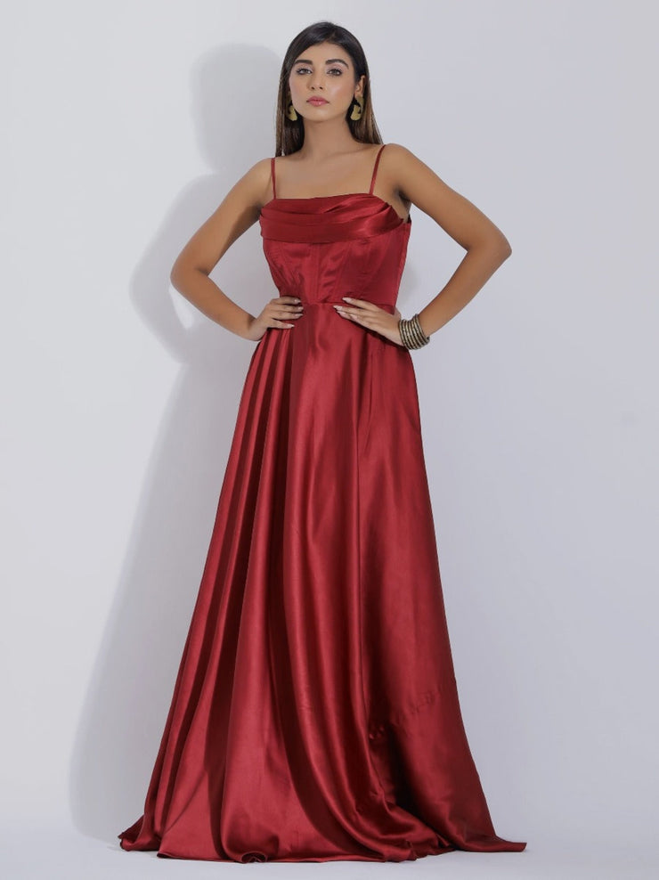 maroon corset gown, evening gown, prom dresses