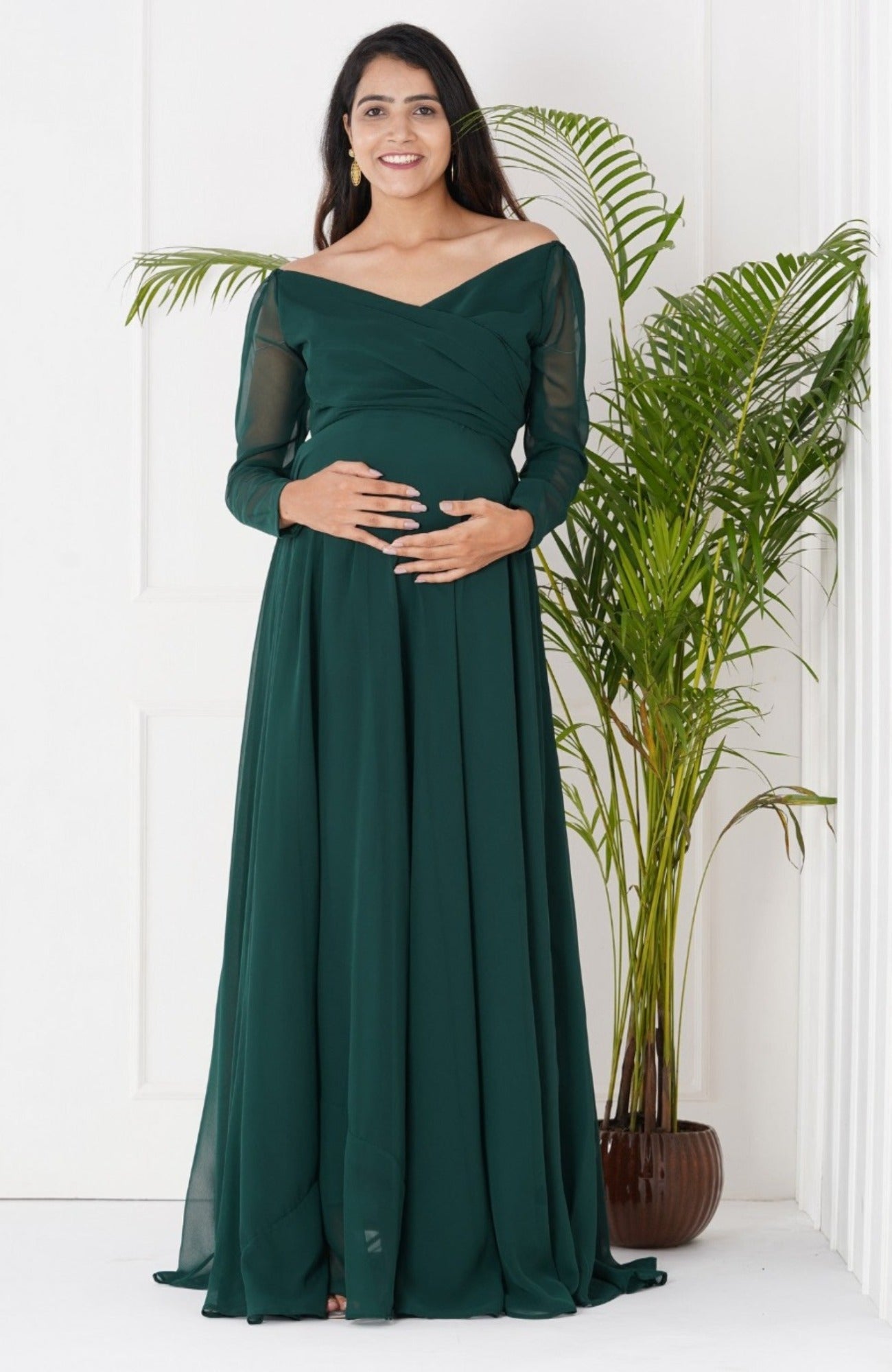 BLUE HILLS MATERNITY GOWN DESIGNER SOFT GEORGETTE PRINT GOWN