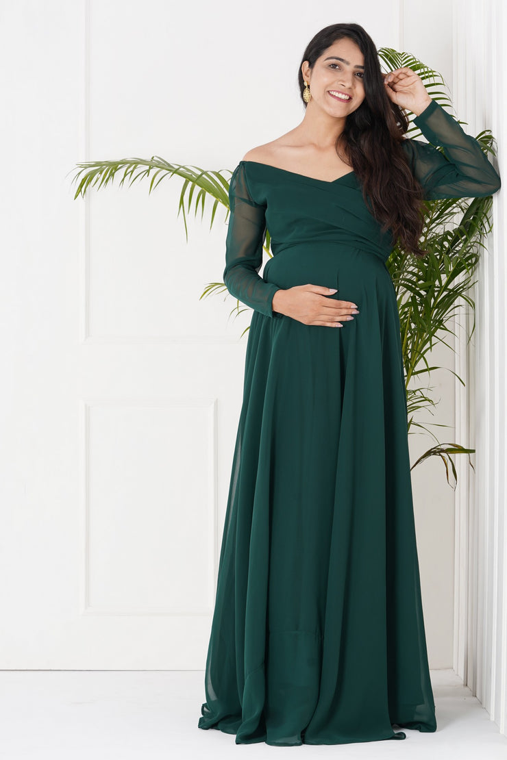  Green Maternity Photoshoot Gown