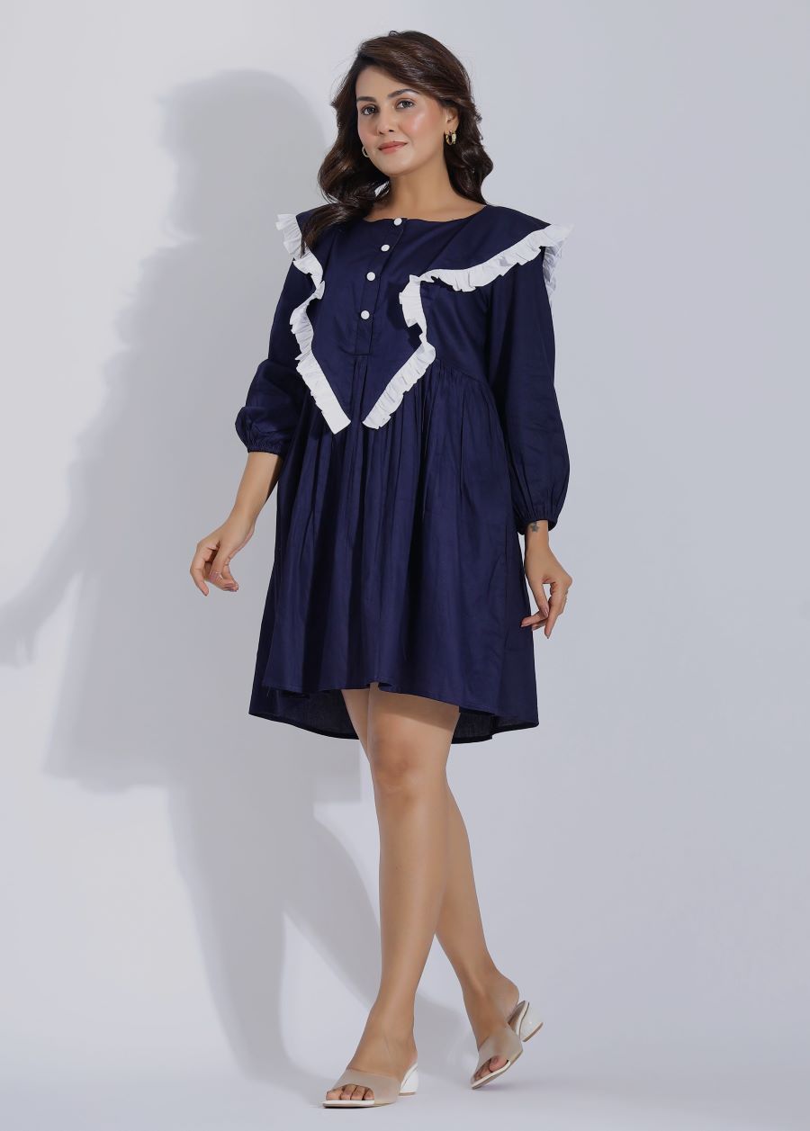 Navy Blue Casual Cotton Summer Dress | Shop Now! Plum and Peaches Navy Blue Casual Cotton Summer Dress | Shop Now! Plum and Peaches