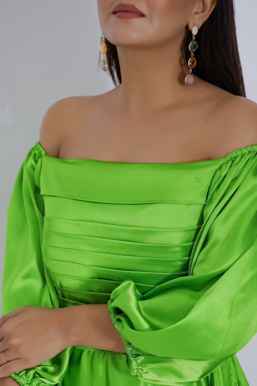 Neon Green Dress with Sleeves