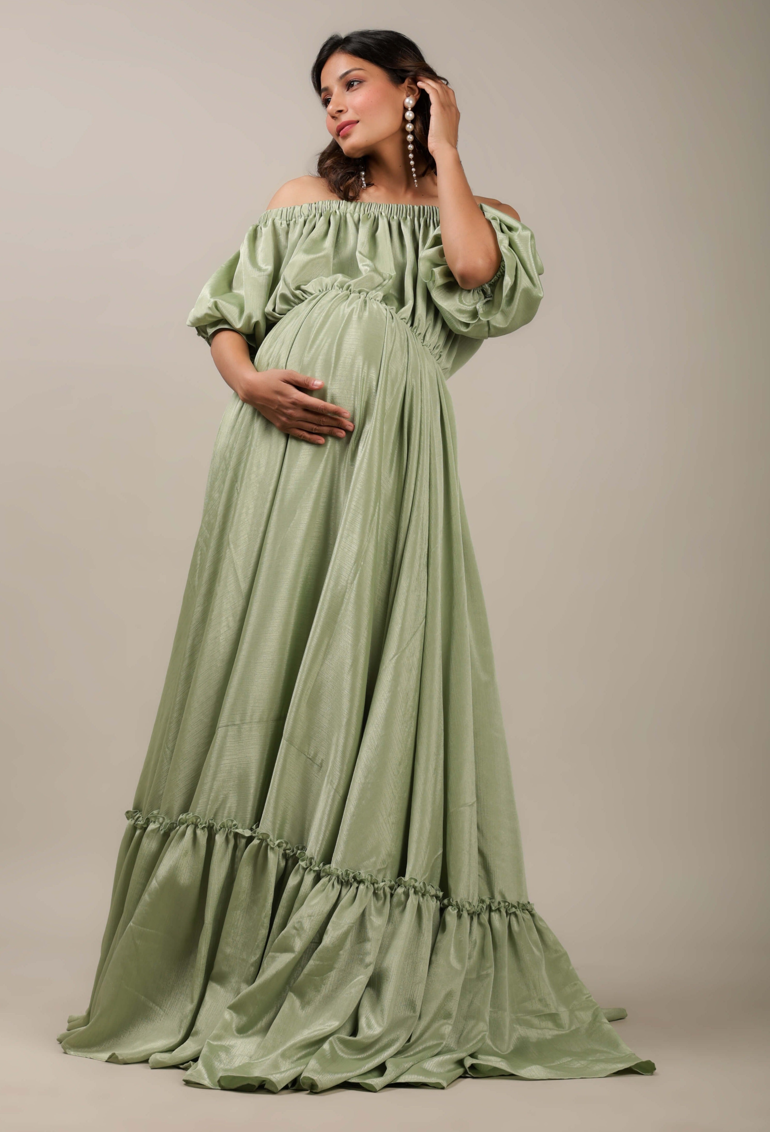 Off-Shoulder Maternity Dress