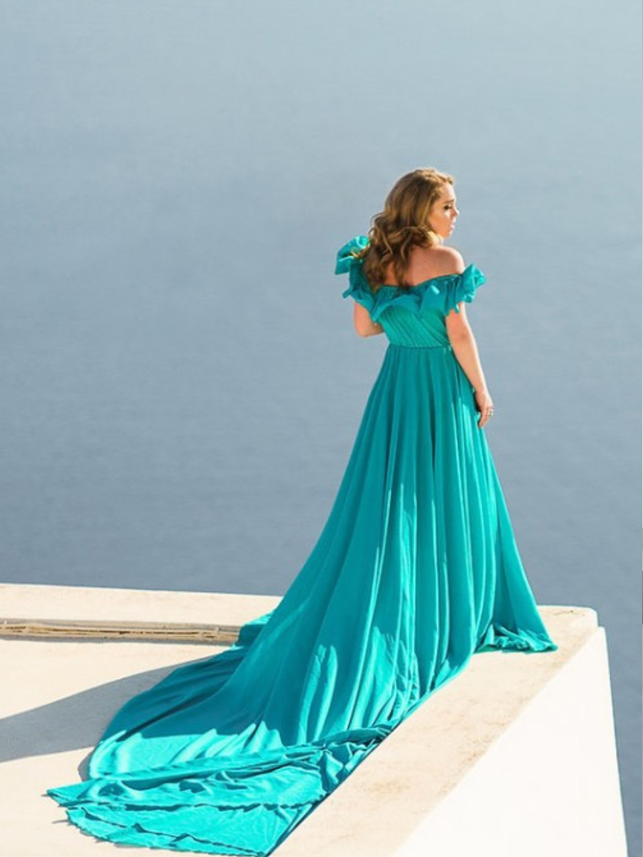 Tiffany Blue off shoulder flying dress