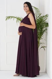One Shoulder Drape Pleated Baby Shower | Maternity Dress Dress