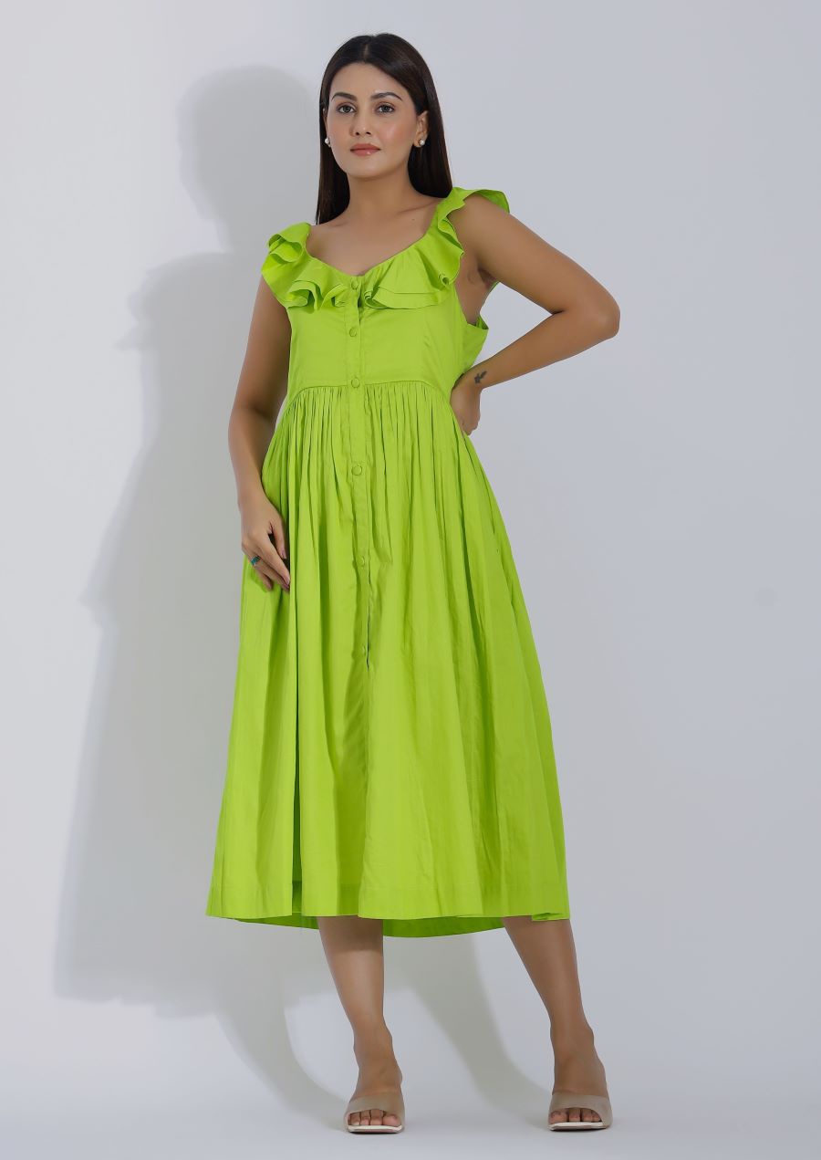 parrot green one piece dress Buy Neon Women's Designer Cotton Knee Length One Piece Dress XL