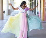 Multicolor Maternity Photoshoot Gown 