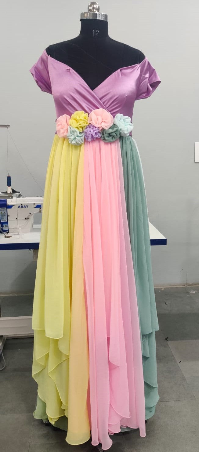 Pastel Multicolor Maternity Photoshoot Gown Pastel Multicolor Maternity Photoshoot Gown