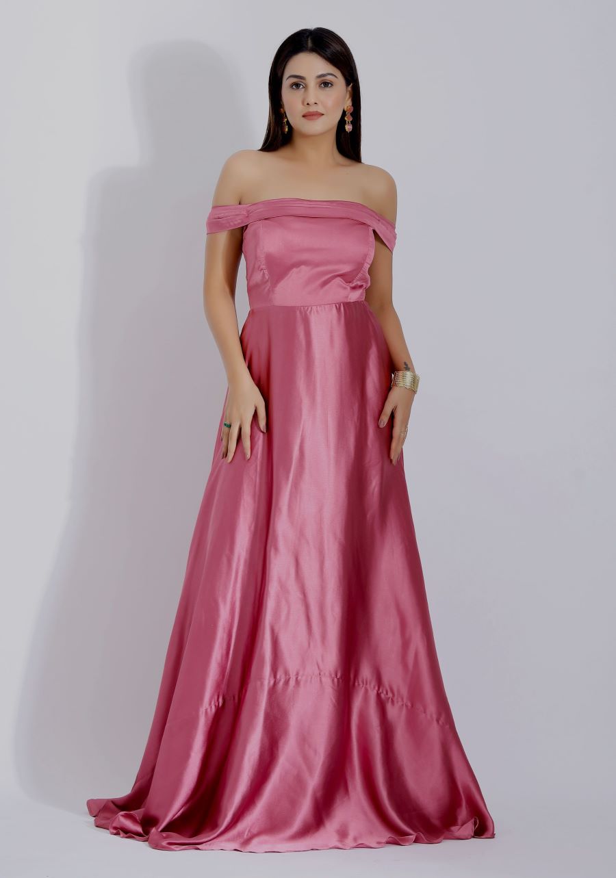 Pink Satin Ball Gown for Women