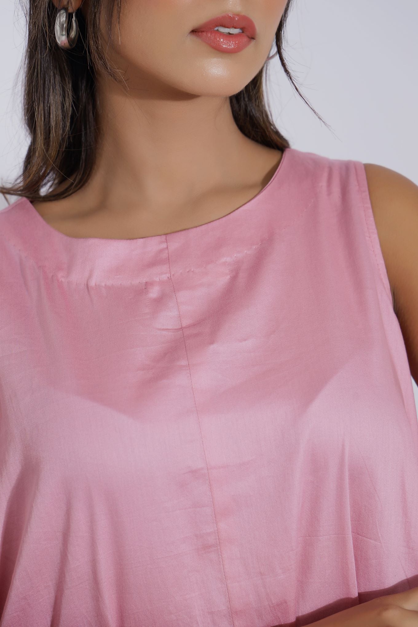Pink Cotton Midi Dress closeup 1