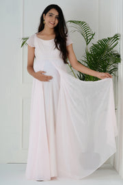 Blush Pink Maternity Dress For Photoshoot