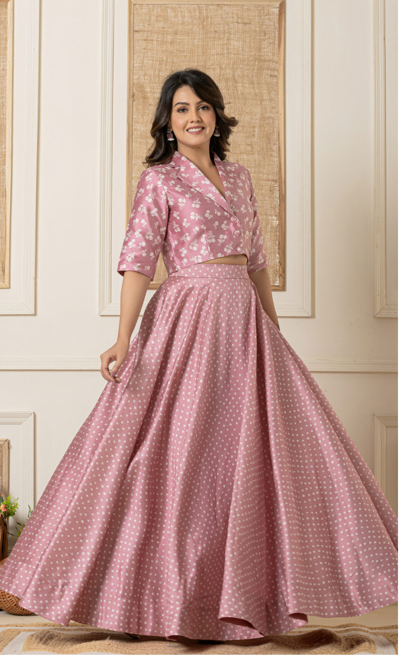 Pink Top and Skirt Set Indo Western