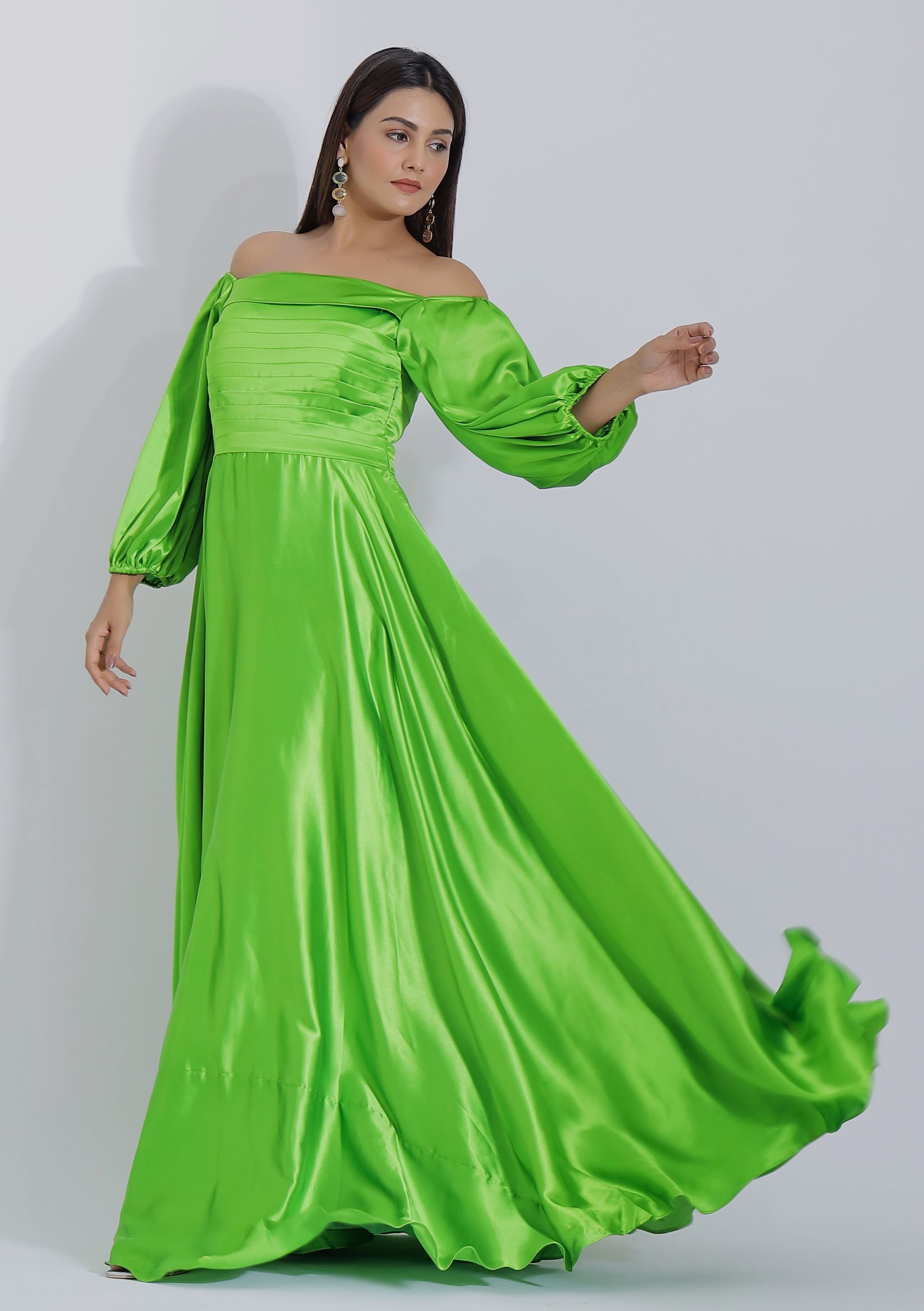 Pleated Off Shoulder Gown 3