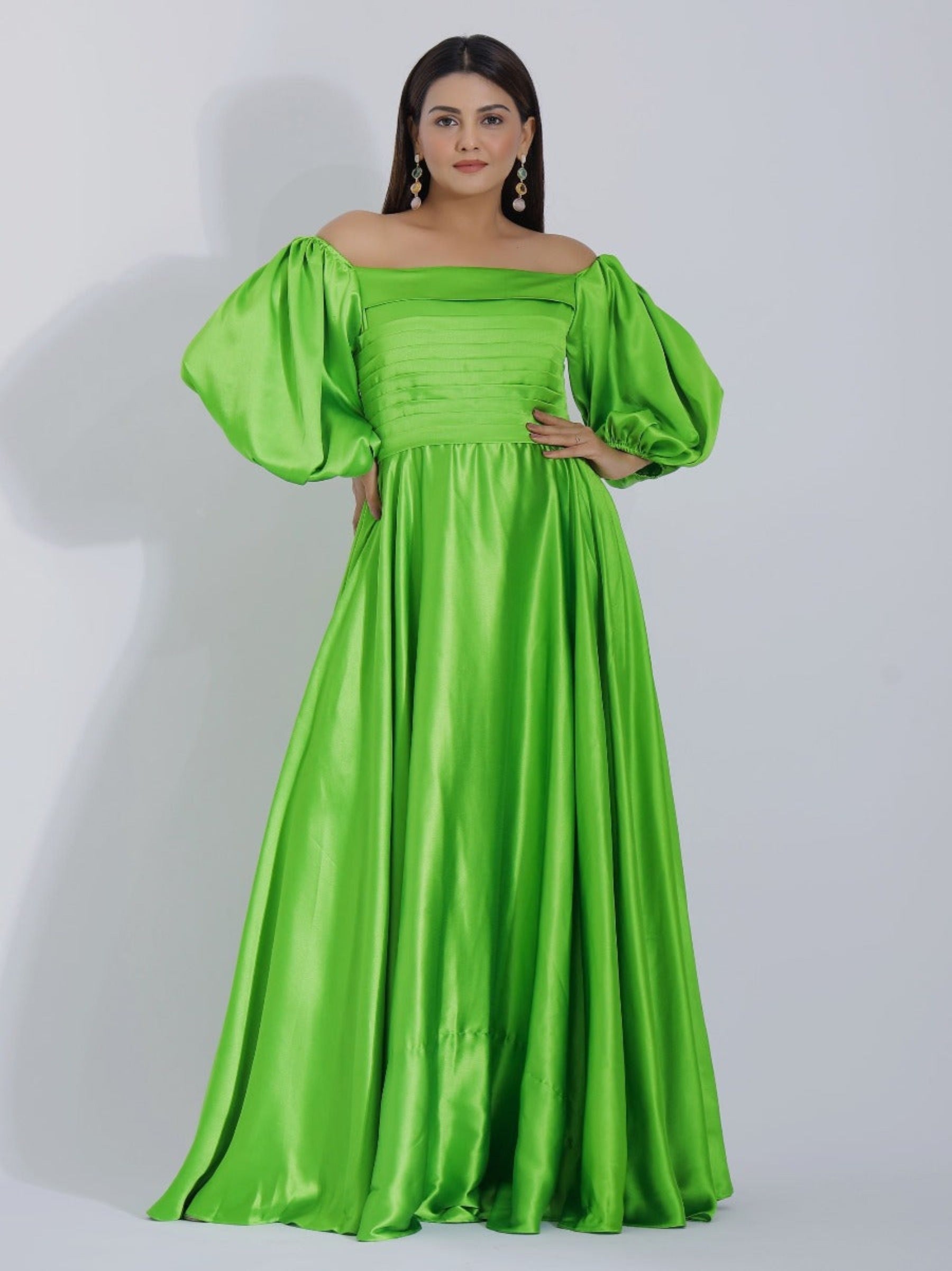 Neon Green Dress with Sleeves