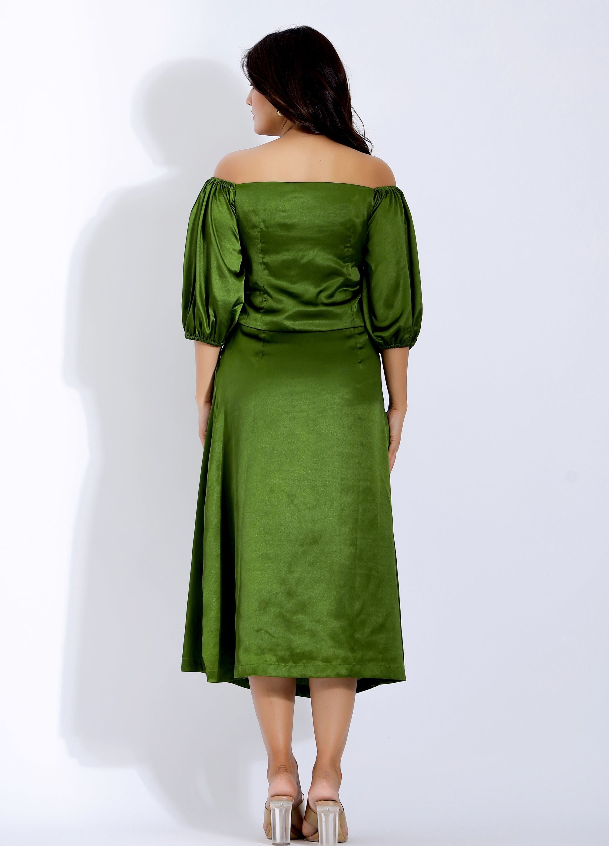 Pleated Top and Midi Skirt Coord Set back