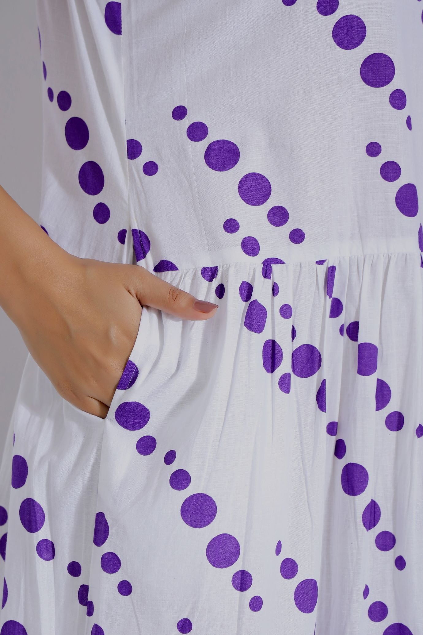 Polka Print Cotton Dress closeup 1