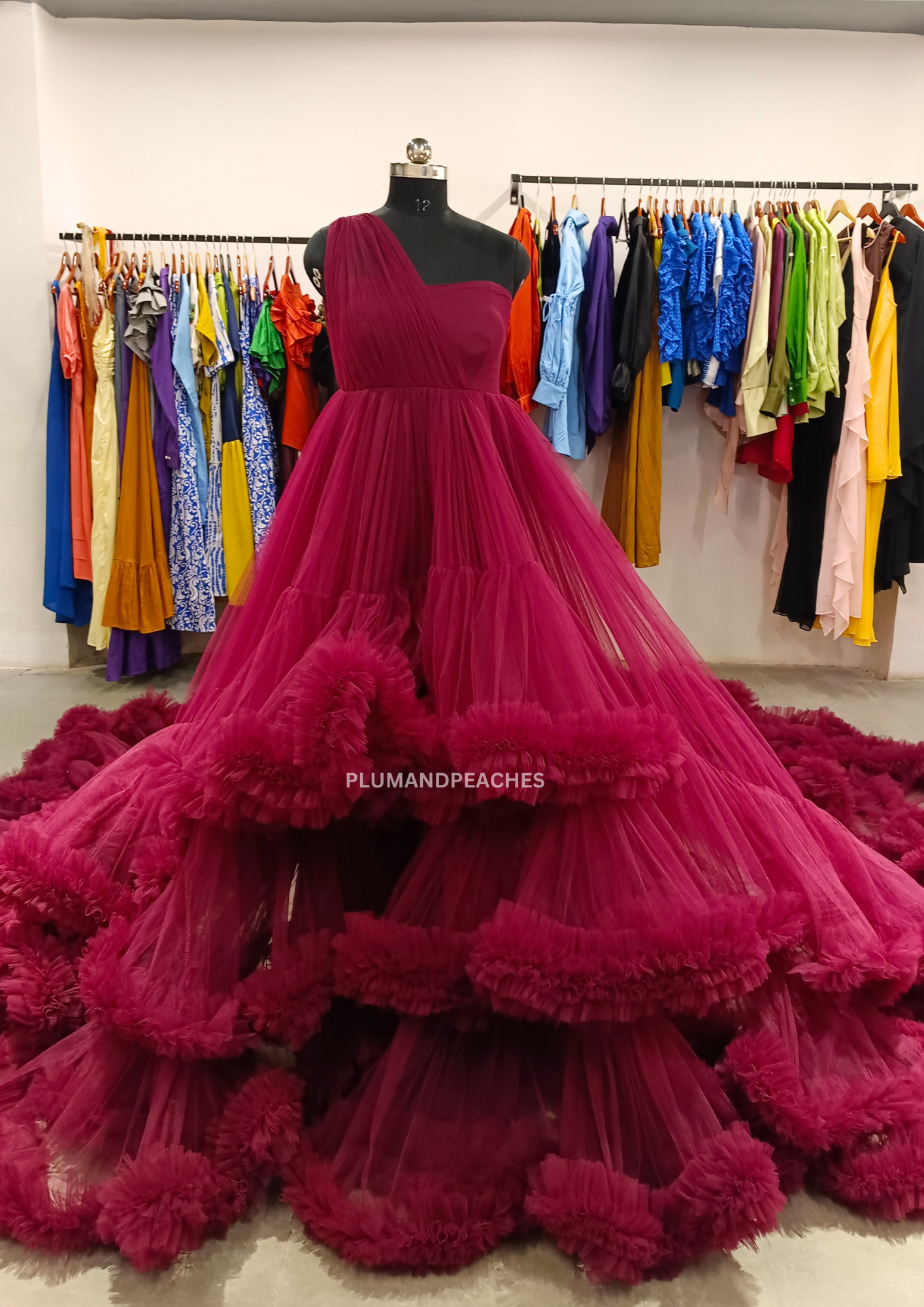 Prewedding shoot tulle gown front
