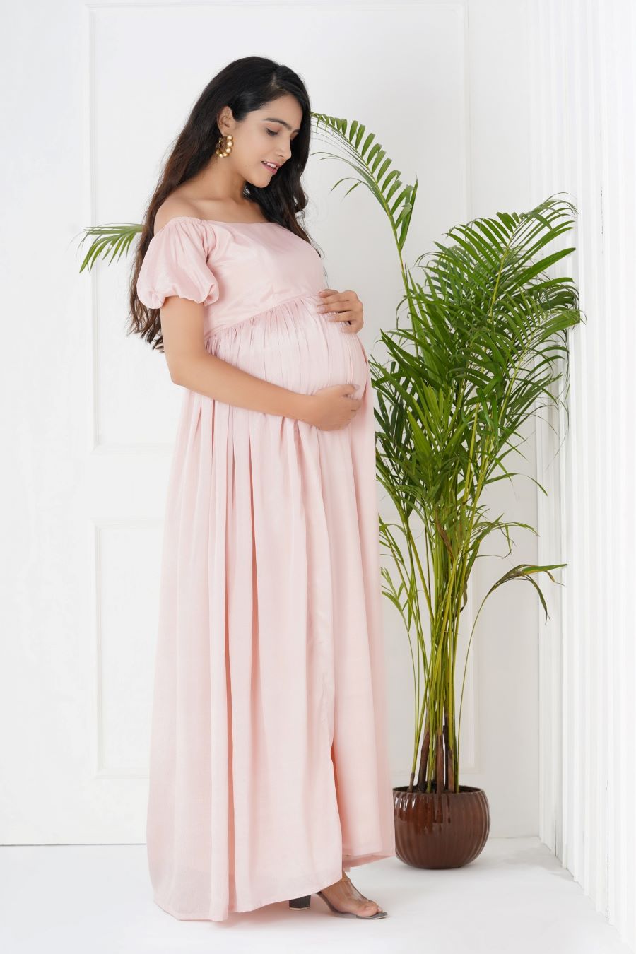 Puff Sleeve Maternity Photoshoot Dress