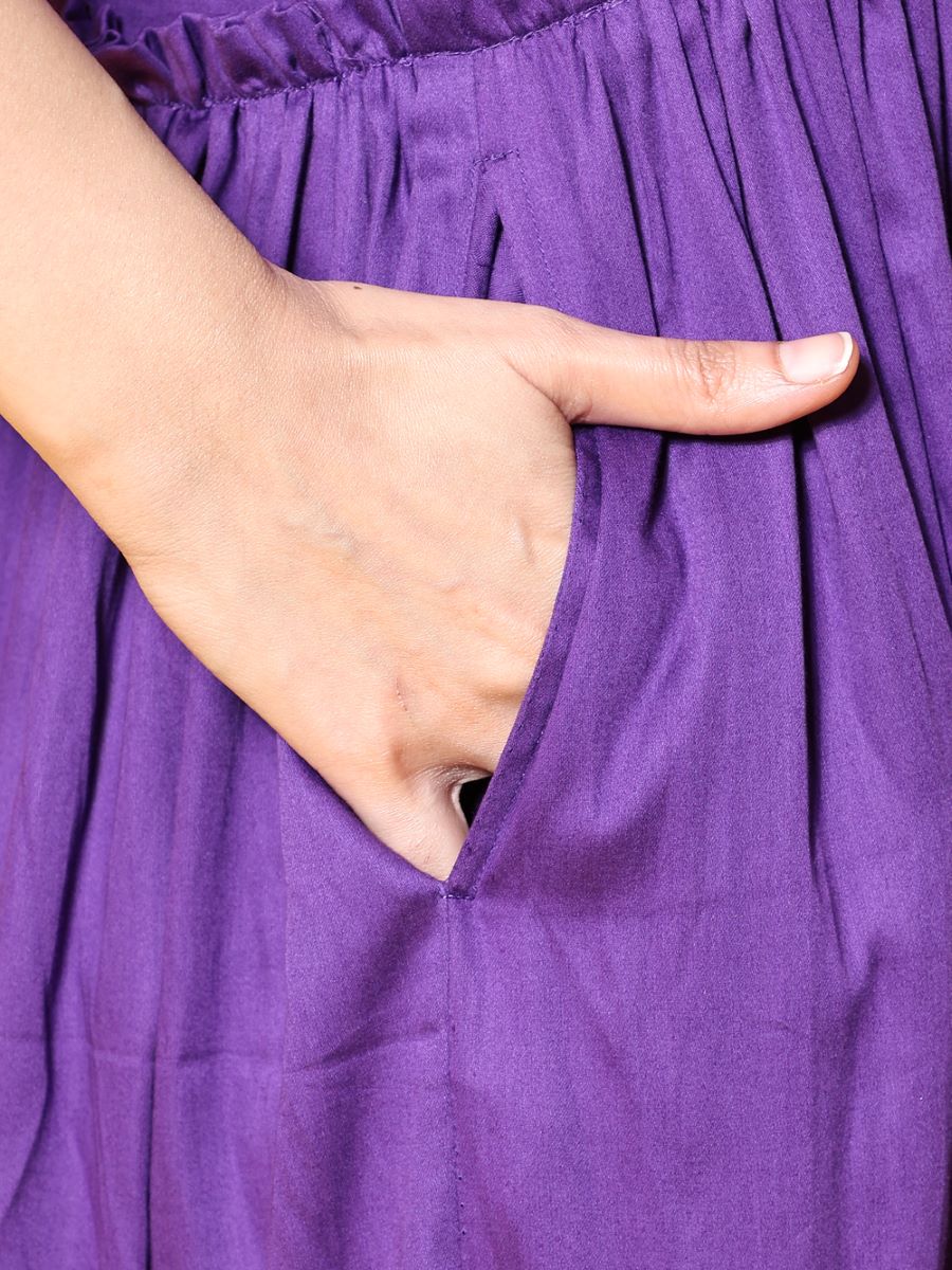 Purple Women Tiered Sleeveless Long Maxi Dress