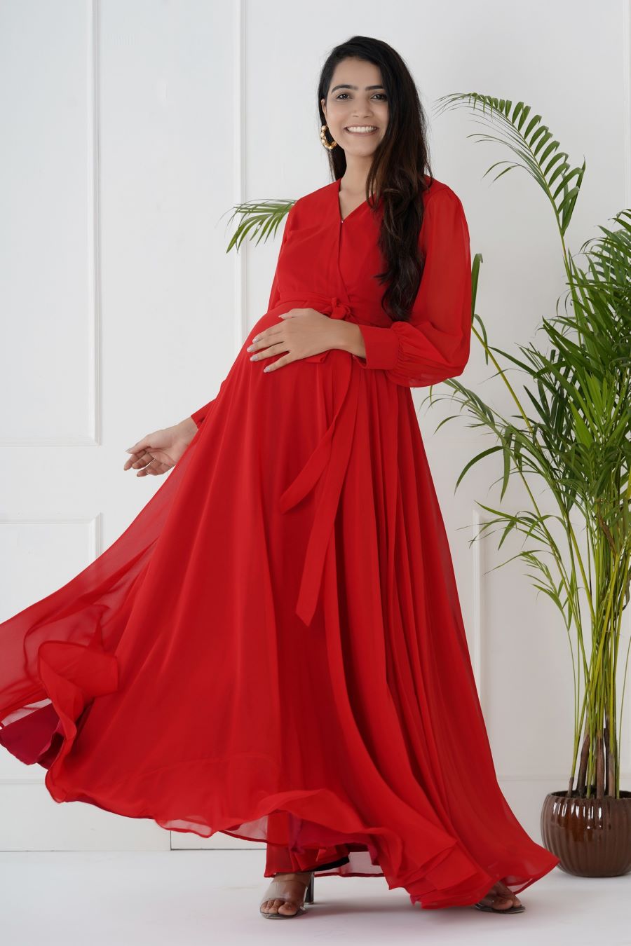 Red Maternity Elegance