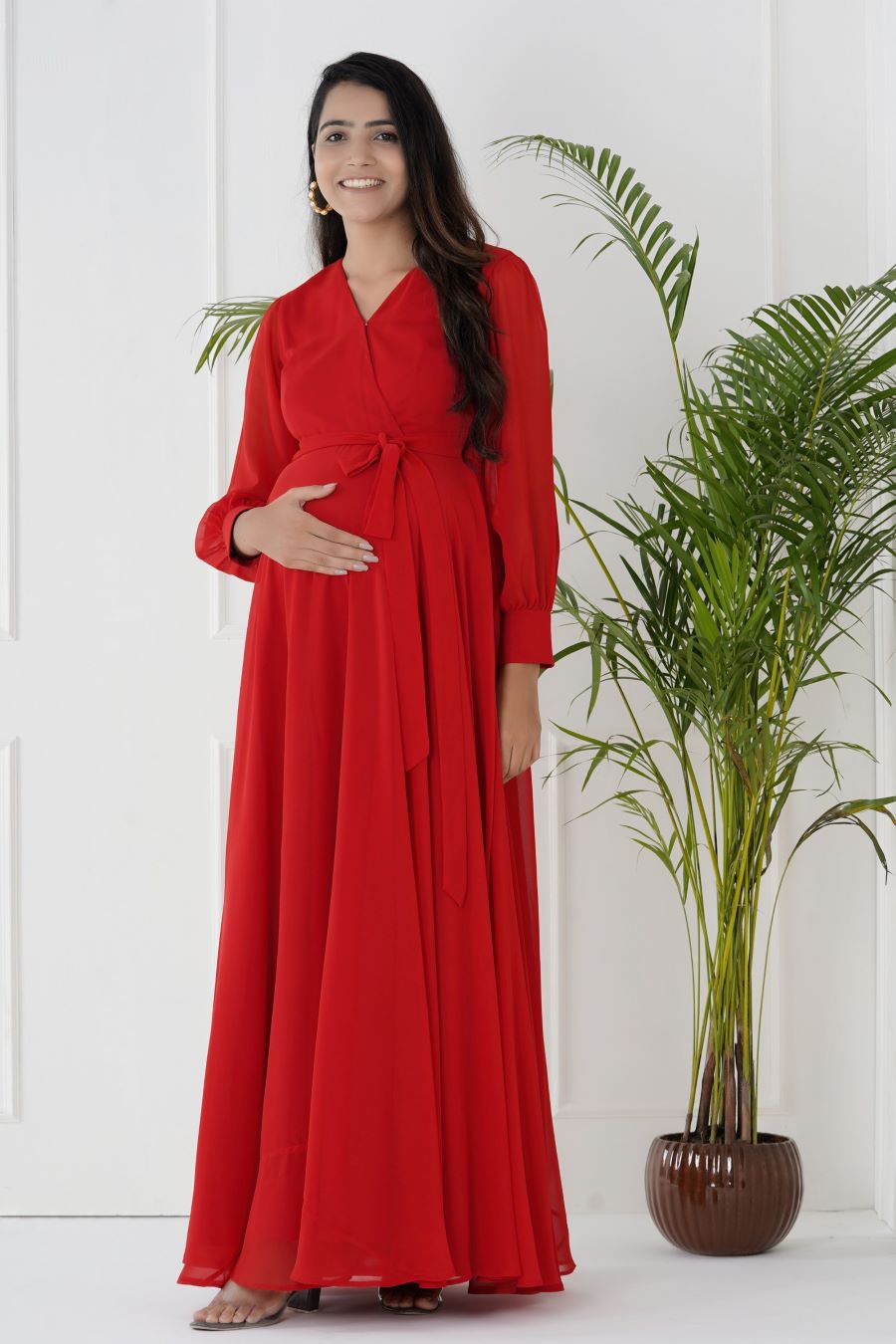 Red Maternity Elegance