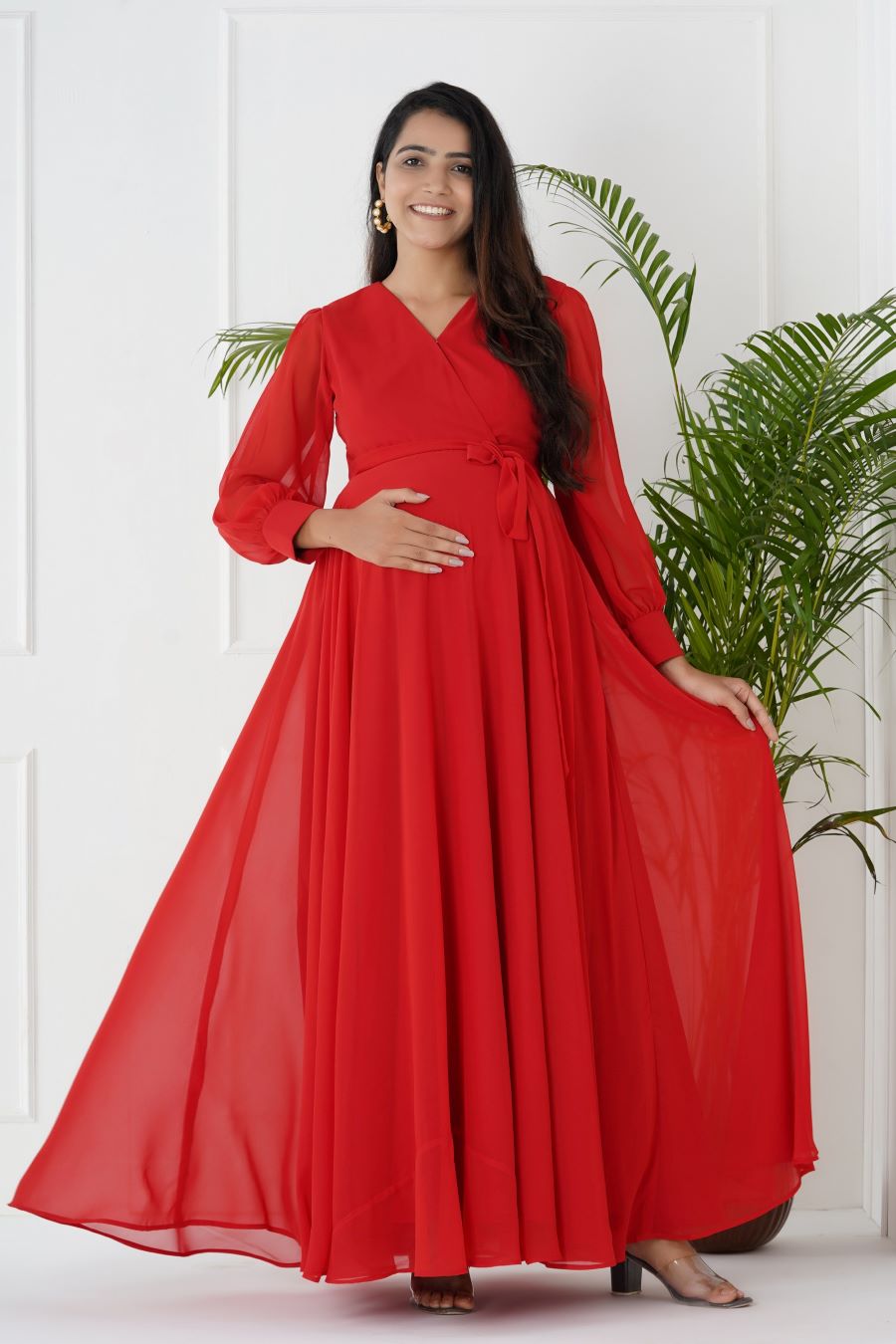 Red Maternity Elegance