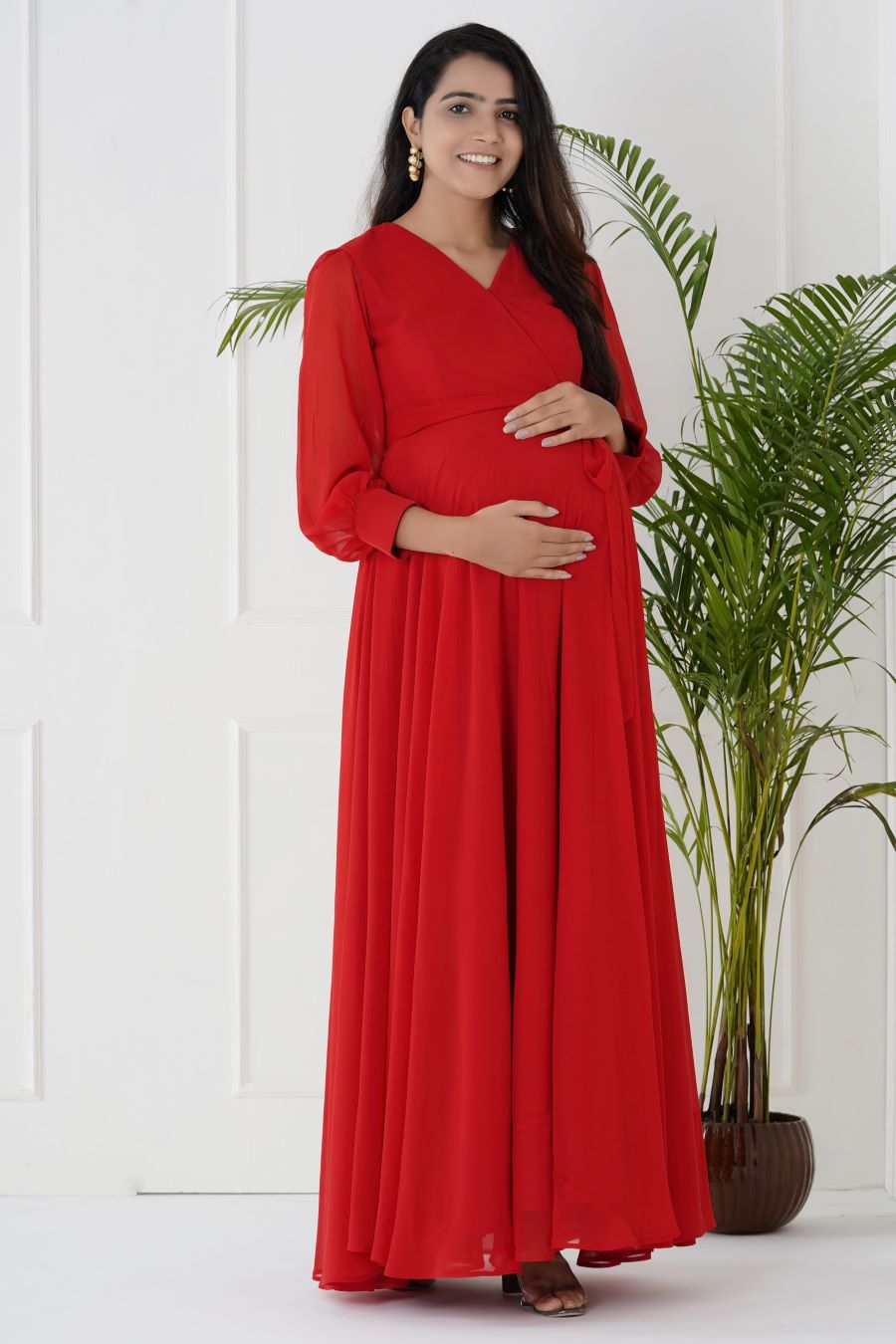 Red Maternity Elegance