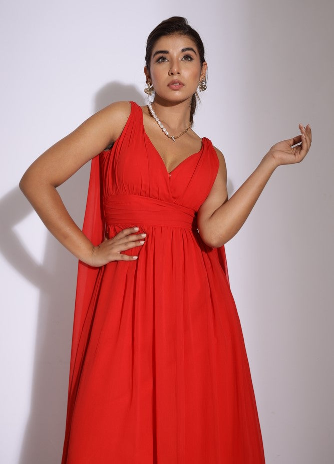 red evening gown for women closeup